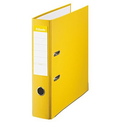 Esselte 42324 Archivador de palanca plástico forrado con rado, ojete y cantonera Folio. Lomo 75 mm color amarillo Esselte 42324 Archivador de palanca plástico forrado con rado, ojete y cantonera Folio. Lomo 75 mm color amarillo