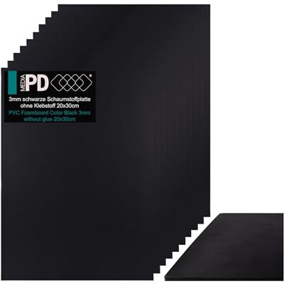 PDmedia Lot de 10 panneaux en mousse 3 mm Noir 20 x 30 cm PDmedia Lot de 10 panneaux en mousse 3 mm Noir 20 x 30 cm