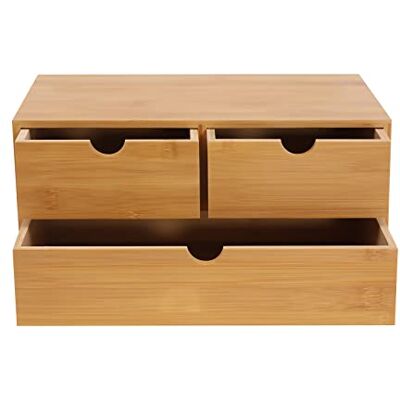 PHOYUXM Boîte de rangement de tiroir Organiseur de bureau en bambou avec 3 tiroirs 33 x 19 x 16 cm Pour timbres, notes, clips en papier, ciseaux (sur 2 à partir de 1 nul) (A3) PHOYUXM Boîte de rangement de tiroir Organiseur de bureau en bambou avec 3 tiroirs 33 x 19 x 16 cm Pour timbres, notes, clips en papier, ciseaux (sur 2 à partir de 1 nul) (A3)