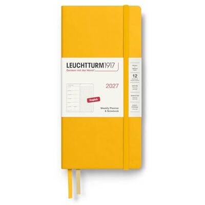 LEUCHTTURM1917 Agenda hebdomadaire 2027 à pois (B6+ x A6) avec carnet Agenda semainier en anglais, tournesol, couverture rigide, 125 x 190 mm + 90 x 150 mm, janvier à décembre, vue hebdomadaire + LEUCHTTURM1917 Agenda hebdomadaire 2027 à pois (B6+ x A6) avec carnet Agenda semainier en anglais, tournesol, couverture rigide, 125 x 190 mm + 90 x 150 mm, janvier à décembre, vue hebdomadaire +