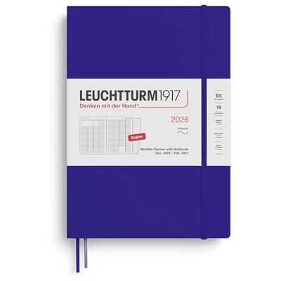 LEUCHTTURM1917 372789 Agenda mensuel et carnet de notes (B5) 2026, 16 mois, couverture souple, encre en anglais LEUCHTTURM1917 372789 Agenda mensuel et carnet de notes (B5) 2026, 16 mois, couverture souple, encre en anglais