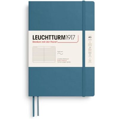 LEUCHTTURM1917 363400 Carnet à couverture souple Format A5 123 pages numérotées Bleu pierre ligné LEUCHTTURM1917 363400 Carnet à couverture souple Format A5 123 pages numérotées Bleu pierre ligné