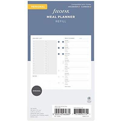 Filofax Lot de planificateurs de repas minimaux personnels Filofax Lot de planificateurs de repas minimaux personnels