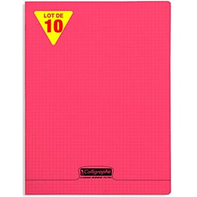 Calligraphe 18383C Un Lot de 10 Cahiers Agrafés Rouges (une Marque de Clairefontaine) 24x32 cm 96 Pages Petits Carreaux Papier Blanc 90 g Couverture Polypro Transparent Calligraphe 18383C Un Lot de 10 Cahiers Agrafés Rouges (une Marque de Clairefontaine) 24x32 cm 96 Pages Petits Carreaux Papier Blanc 90 g Couverture Polypro Transparent