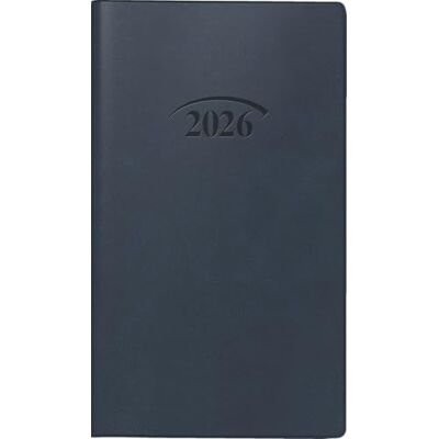 BRUNNEN Agenda de poche 751 2026, format A6, en plastique, bleu foncé BRUNNEN Agenda de poche 751 2026, format A6, en plastique, bleu foncé