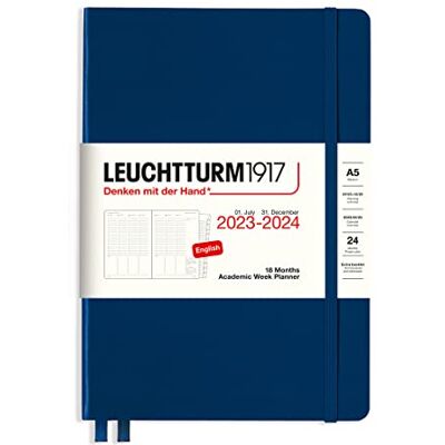 LEUCHTTURM1917 367551 Agenda scolaire semainier moyen (A5) 2024, 18 mois, bleu marine, anglais LEUCHTTURM1917 367551 Agenda scolaire semainier moyen (A5) 2024, 18 mois, bleu marine, anglais