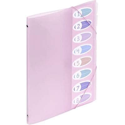 Viquel Trieur 8 compartiments A4 pour le bureau ou la maison Fermeture élastique Gamme Propysoft Rose pastel Viquel Trieur 8 compartiments A4 pour le bureau ou la maison Fermeture élastique Gamme Propysoft Rose pastel