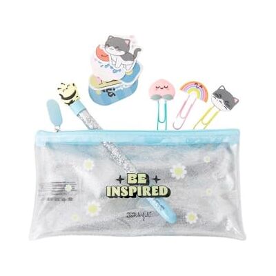 Mr. Wonderful Coffret + stylo + clips + autocollants à paillettes Be inspired Mr. Wonderful Coffret + stylo + clips + autocollants à paillettes Be inspired