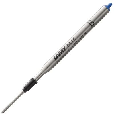 Lamy M16 Recharge de rechange pour stylo à bille En métal Pour tous les modèles de stylos à bille Indélébile Largeur de trait large Couleur de l'encre : bleu Lamy M16 Recharge de rechange pour stylo à bille En métal Pour tous les modèles de stylos à bille Indélébile Largeur de trait large Couleur de l'encre : bleu