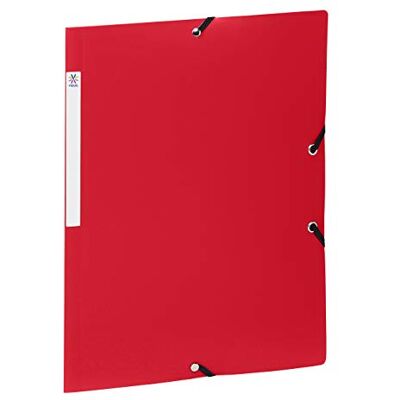 Viquel Chemise plastique A4 à élastique avec rabats Etiquette d'identification sur la tranche Rouge Viquel Chemise plastique A4 à élastique avec rabats Etiquette d'identification sur la tranche Rouge