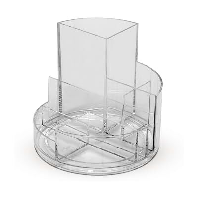 MAUL Pot à crayons rundbox transparent 6 compartiments bureau Vue claire sur stylos, tri rapide, accès facile, plastique résistant, format rond stable MAUL Pot à crayons rundbox transparent 6 compartiments bureau Vue claire sur stylos, tri rapide, accès facile, plastique résistant, format rond stable