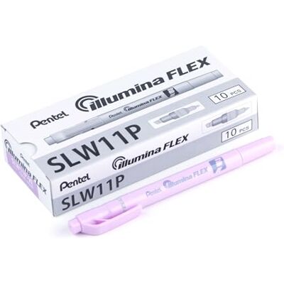Pentel illumina Flex SLW11P Surligneur bi-pointe pastel, Violet, Lot de 10 Pentel illumina Flex SLW11P Surligneur bi-pointe pastel, Violet, Lot de 10