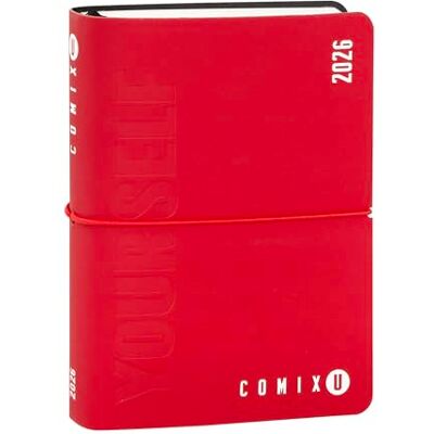 COMIX U YOURSELF Mini Agenda journalier 2025-2026 Agenda 16 mois avec couverture souple terrifiante, élastique et 448 pages, idéal pour l'école et l'université 11 x 15,3 cm, rouge COMIX U YOURSELF Mini Agenda journalier 2025-2026 Agenda 16 mois avec couverture souple terrifiante, élastique et 448 pages, idéal pour l'école et l'université 11 x 15,3 cm, rouge