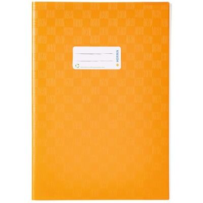 HERMA Couverture de cahier A4 raphia orange, avec étiquette d'inscription & structure raphia, en film polypropylène résistant & effaçable, protège-cahier coloré pour école HERMA Couverture de cahier A4 raphia orange, avec étiquette d'inscription & structure raphia, en film polypropylène résistant & effaçable, protège-cahier coloré pour école