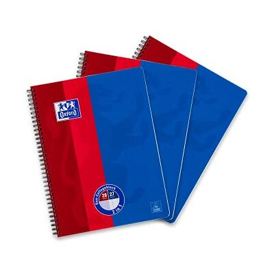 Hamelin Oxford Cahier A4 à carreaux avec double marge 80 feuilles Réglure Duo 3 Stück Bleu/rouge Hamelin Oxford Cahier A4 à carreaux avec double marge 80 feuilles Réglure Duo 3 Stück Bleu/rouge