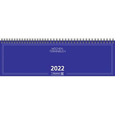 BRUNNEN 1077401302 Calendrier de bureau/carnet transversal modèle 774, 2 pages = 1 semaine, 326 x 102 mm, enveloppe en carton bleue, calendrier 2022, reliure filaire BRUNNEN 1077401302 Calendrier de bureau/carnet transversal modèle 774, 2 pages = 1 semaine, 326 x 102 mm, enveloppe en carton bleue, calendrier 2022, reliure filaire