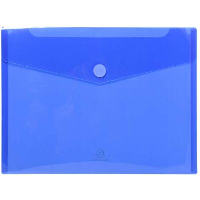 EXACOMPTA 56422E Lot de 5 pochettes en plastique format A5 pour enveloppes avec fermeture Velcro et rabat en plastique souple Bleu translucide EXACOMPTA 56422E Lot de 5 pochettes en plastique format A5 pour enveloppes avec fermeture Velcro et rabat en plastique souple Bleu translucide