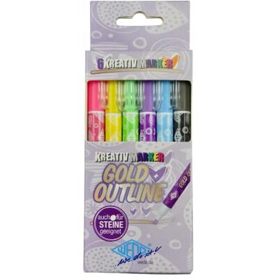 WEDO 252700699 Marqueur créatif Gold+Outline à décorer Peinture sur pierre Épaisseur de trait selon l'impression 1-2 mm 6 couleurs/stylos WEDO 252700699 Marqueur créatif Gold+Outline à décorer Peinture sur pierre Épaisseur de trait selon l'impression 1-2 mm 6 couleurs/stylos