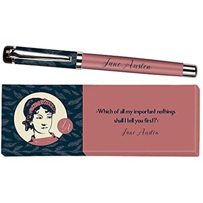 moses . libri_x 83356 Jane Austen Stylo à encre en métal avec mine bleue, imprimé avec citation de Jane Austen, dans une boîte cadeau, 1 pièce (1 paquet) moses . libri_x 83356 Jane Austen Stylo à encre en métal avec mine bleue, imprimé avec citation de Jane Austen, dans une boîte cadeau, 1 pièce (1 paquet)