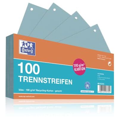 Oxford Lot de 100 intercalaires perforés en carton bleu 190 g/m² Oxford Lot de 100 intercalaires perforés en carton bleu 190 g/m²