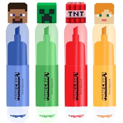 Kids Licensing Surligneurs fluorescents Minecraft Pack de 4 couleurs – Feutres pastel pour étudier, bureau et fournitures scolaires Kids Licensing Surligneurs fluorescents Minecraft Pack de 4 couleurs – Feutres pastel pour étudier, bureau et fournitures scolaires