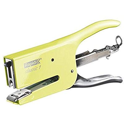 Rapid Pince-Agrafeuse Retro K1, Pour Agrafes 24/6 et 24/8mm, Capacité 50 Feuilles, Métal, Mellow Yellow, 5000494 Rapid Pince-Agrafeuse Retro K1, Pour Agrafes 24/6 et 24/8mm, Capacité 50 Feuilles, Métal, Mellow Yellow, 5000494