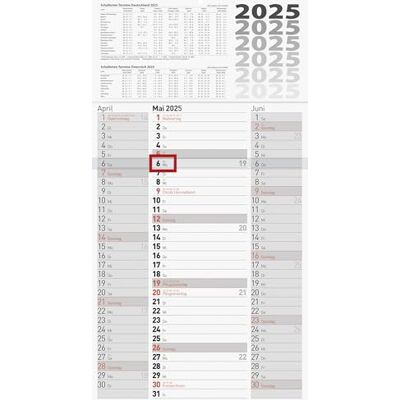 BRUNNEN Calendrier 3 mois « 25 », gris, 300 × 560 mm BRUNNEN Calendrier 3 mois « 25 », gris, 300 × 560 mm