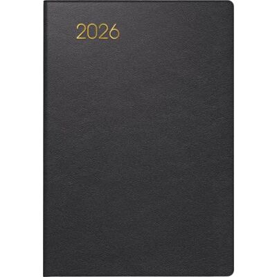 BRUNNEN Agenda de poche 723 2026, format A7, en cuir, noir BRUNNEN Agenda de poche 723 2026, format A7, en cuir, noir