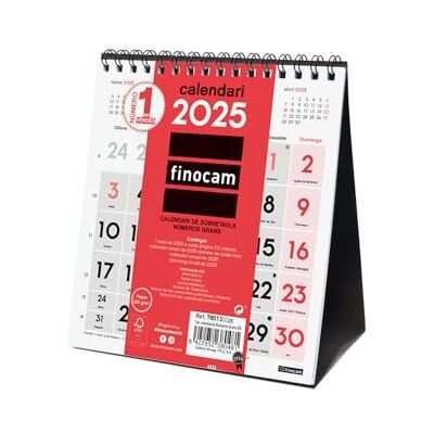 Finocam Calendrier neutre de bureau grands chiffres 2025 avec vue janvier 2025 décembre 2025 (12 mois) catalan Finocam Calendrier neutre de bureau grands chiffres 2025 avec vue janvier 2025 décembre 2025 (12 mois) catalan