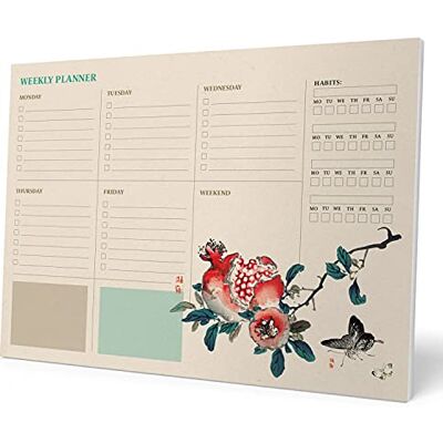 Grupo Erik Bloc Notes A4 Semainier Japanese Art, Version Anglaise Sous-Main Bureau, Planner Hebdomadaire Papeterie de Bureau, Fournitures Scolaires, Organisateur de bureau Grupo Erik Bloc Notes A4 Semainier Japanese Art, Version Anglaise Sous-Main Bureau, Planner Hebdomadaire Papeterie de Bureau, Fournitures Scolaires, Organisateur de bureau