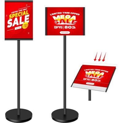 VAIIGO Support de panneau A4 très résistant, support de panneau en métal avec panneau acrylique, support d'affiche pour affichage vertical et horizontal, support de menu pour bureau, noir VAIIGO Support de panneau A4 très résistant, support de panneau en métal avec panneau acrylique, support d'affiche pour affichage vertical et horizontal, support de menu pour bureau, noir