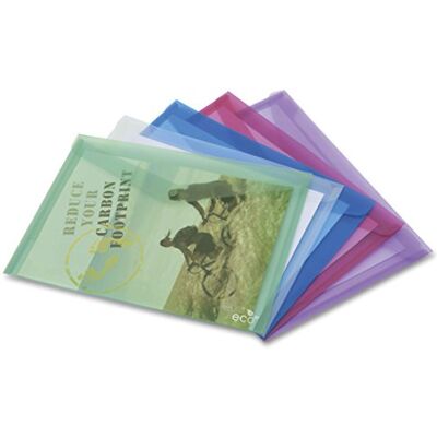 Rapesco 1039 ECO Pochette à Bouton Pression, A4, Lot de 5 Couleurs Transparentes Assorties Rapesco 1039 ECO Pochette à Bouton Pression, A4, Lot de 5 Couleurs Transparentes Assorties