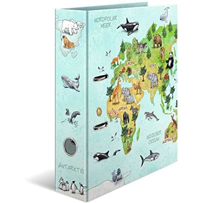 HERMA Classeur A4, carte du monde, 7 cm de large, classeur à anneaux, avec motif de maternelle, classeur coloré avec impression intérieure pour garçons, filles et enfants HERMA Classeur A4, carte du monde, 7 cm de large, classeur à anneaux, avec motif de maternelle, classeur coloré avec impression intérieure pour garçons, filles et enfants
