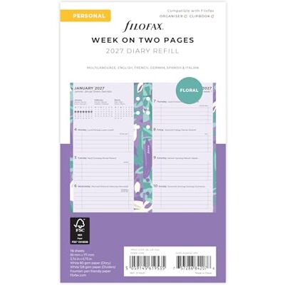Filofax Agenda 2027 27-6341 Semaine sur 2 pages Motif floral Filofax Agenda 2027 27-6341 Semaine sur 2 pages Motif floral