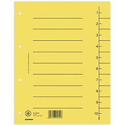 DONAU 8610001-11 Lot de 100 intercalaires en carton recyclé 250 g/m² avec impression de lignes pour DIN A4 4 perforations intercalaires intercalaires classeurs intercalaires DONAU 8610001-11 Lot de 100 intercalaires en carton recyclé 250 g/m² avec impression de lignes pour DIN A4 4 perforations intercalaires intercalaires classeurs intercalaires