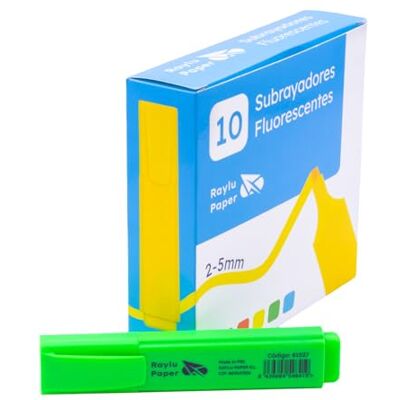 RAYLU PAPER Surligneurs fluorescents à pointe biseautée, lot de 10 marqueurs fluorescents avec trait de 2 à 5 mm, marqueurs fluorescents pour organisation (vert) RAYLU PAPER Surligneurs fluorescents à pointe biseautée, lot de 10 marqueurs fluorescents avec trait de 2 à 5 mm, marqueurs fluorescents pour organisation (vert)