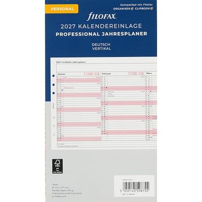 Filofax Calendrier personnel professionnel 2028 en allemand Filofax Calendrier personnel professionnel 2028 en allemand
