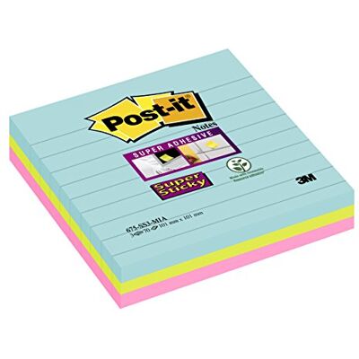 Post-it Les notes Super Sticky grand format, collection Cosmic, lignées, 101 x 152 mm, 90 feuilles/bloc, 3 blocs/emballage Post-it Les notes Super Sticky grand format, collection Cosmic, lignées, 101 x 152 mm, 90 feuilles/bloc, 3 blocs/emballage