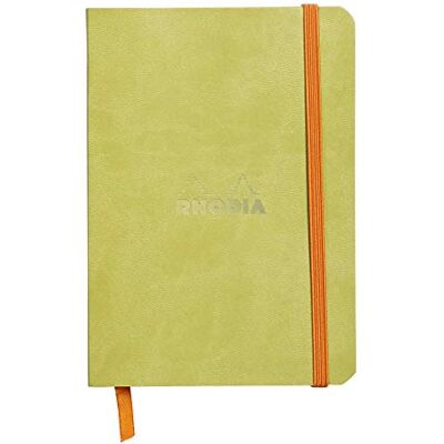 Rhodia 117306C Carnet Souple Anis A6 10,5 x 14,8 cm Ligné 144 pages Papier Clairefontaine Ivoire 90 g/m² Marque-Page, Fermeture Élastique Couverture Simili Cuir Collection rama Rhodia 117306C Carnet Souple Anis A6 10,5 x 14,8 cm Ligné 144 pages Papier Clairefontaine Ivoire 90 g/m² Marque-Page, Fermeture Élastique Couverture Simili Cuir Collection rama