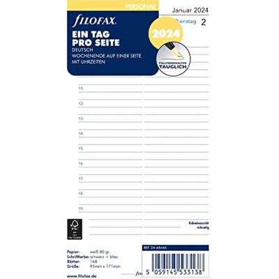 Filofax 24-68446 Agenda personnel 2024 1 jour sur 1 page Blanc allemand Filofax 24-68446 Agenda personnel 2024 1 jour sur 1 page Blanc allemand