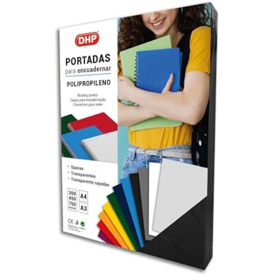 DHP Lot de 50 couvertures de reliure en polypropylène 0,70 mm d'épaisseur Format A4 Noir DHP Lot de 50 couvertures de reliure en polypropylène 0,70 mm d'épaisseur Format A4 Noir