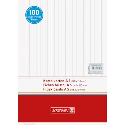 BRUNNEN Karteikarte A5 liniert quer weiß 100er BRUNNEN Karteikarte A5 liniert quer weiß 100er