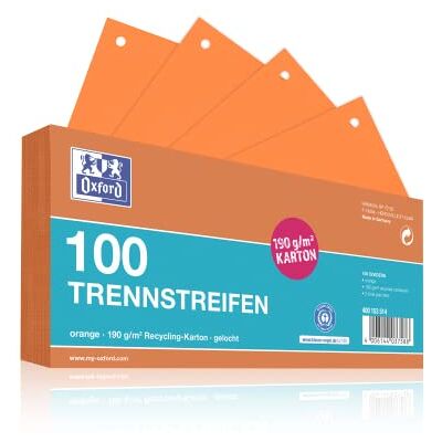Oxford Lot de 100 séparateurs en carton perforé Orange 190 g/m² Oxford Lot de 100 séparateurs en carton perforé Orange 190 g/m²