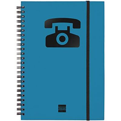 Finocam Index téléphonique à spirale double et fermeture en caoutchouc (48 feuilles, 120 g, A5) Bleu Finocam Index téléphonique à spirale double et fermeture en caoutchouc (48 feuilles, 120 g, A5) Bleu