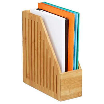 Relaxdays , Porte-revues en bambou naturel, format A4, magazines et documents, bureau, dossier, dimensions (H x l x P) : 30 x 10 x 26,5 cm, 1 pièce Relaxdays , Porte-revues en bambou naturel, format A4, magazines et documents, bureau, dossier, dimensions (H x l x P) : 30 x 10 x 26,5 cm, 1 pièce