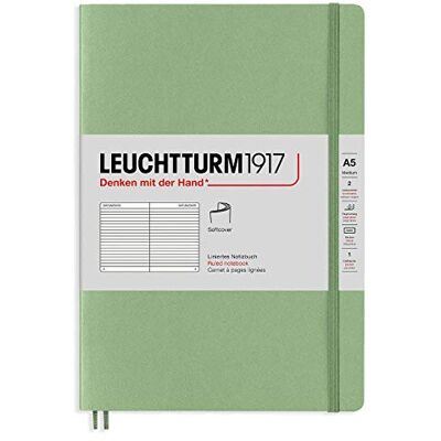 LEUCHTTURM1917 361590 Carnet de notes moyen (A5), couverture souple, 123 pages numérotées, sauge, ligné LEUCHTTURM1917 361590 Carnet de notes moyen (A5), couverture souple, 123 pages numérotées, sauge, ligné