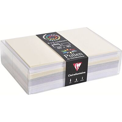 Clairefontaine 20842C Correspondance Pollen Coffret 40 Enveloppes C6 11,4x16,2cm + 40 Cartes Simples 11x15,5cm Thème Mariage 5 Coloris Différents Clairefontaine 20842C Correspondance Pollen Coffret 40 Enveloppes C6 11,4x16,2cm + 40 Cartes Simples 11x15,5cm Thème Mariage 5 Coloris Différents