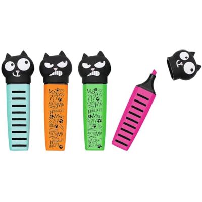 moses . Ed, the Cat Marker, lot de 4 surligneurs en forme de chat, 10 cm de long, 4 couleurs vives (rose, vert, turquoise et orange) dans un coffret cadeau, marqueurs amusants pour l'école, le bureau moses . Ed, the Cat Marker, lot de 4 surligneurs en forme de chat, 10 cm de long, 4 couleurs vives (rose, vert, turquoise et orange) dans un coffret cadeau, marqueurs amusants pour l'école, le bureau