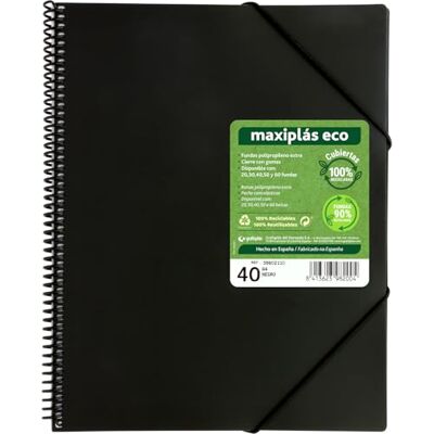 Grafoplás Classeur à pochettes en plastique A4 Maxiplás Eco 40 pochettes transparentes en polypropylène 90% recyclé Couvertures souples 100% recyclées Comprend une enveloppe Fermeture Grafoplás Classeur à pochettes en plastique A4 Maxiplás Eco 40 pochettes transparentes en polypropylène 90% recyclé Couvertures souples 100% recyclées Comprend une enveloppe Fermeture