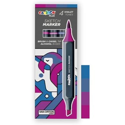 CARIOCA Plus Sketch Marqueurs, marqueurs à double pointe, tons violets, 4 pièces CARIOCA Plus Sketch Marqueurs, marqueurs à double pointe, tons violets, 4 pièces